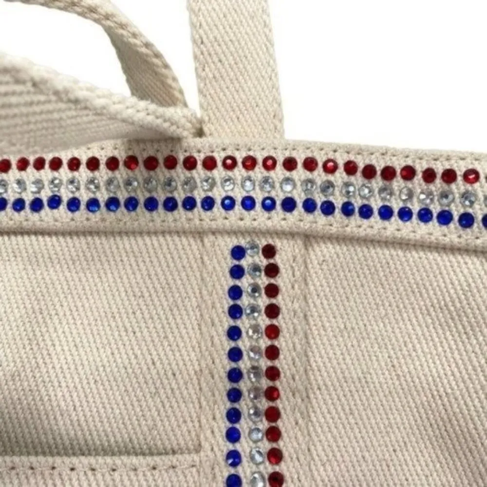 INC International Concepts Alyssaa Canvas Htfix Red White Blue Tote Bag - Image 3