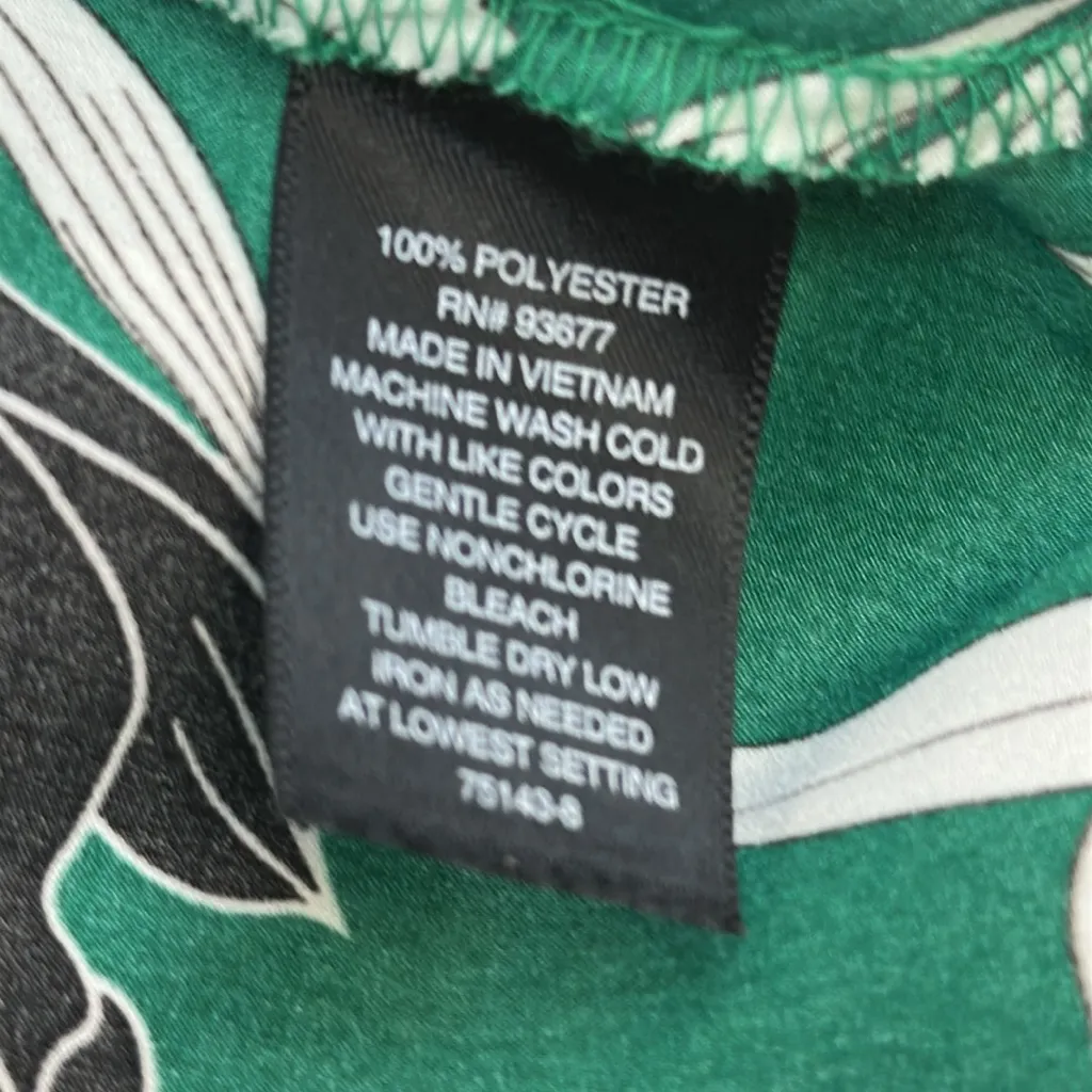 Worthington Green Floral Asymmetrical Sleeveless Satin Tunic Tank Top Blouse L - Image 9