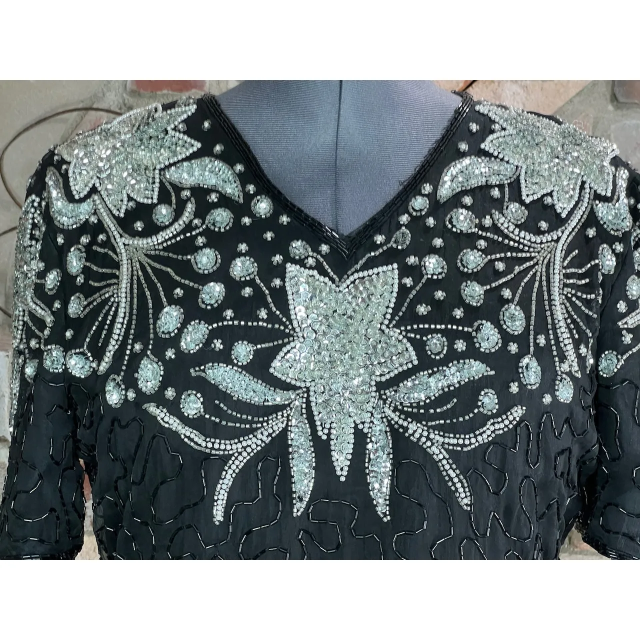 formal dress prom beaded silk 1990s NWT - Image 3