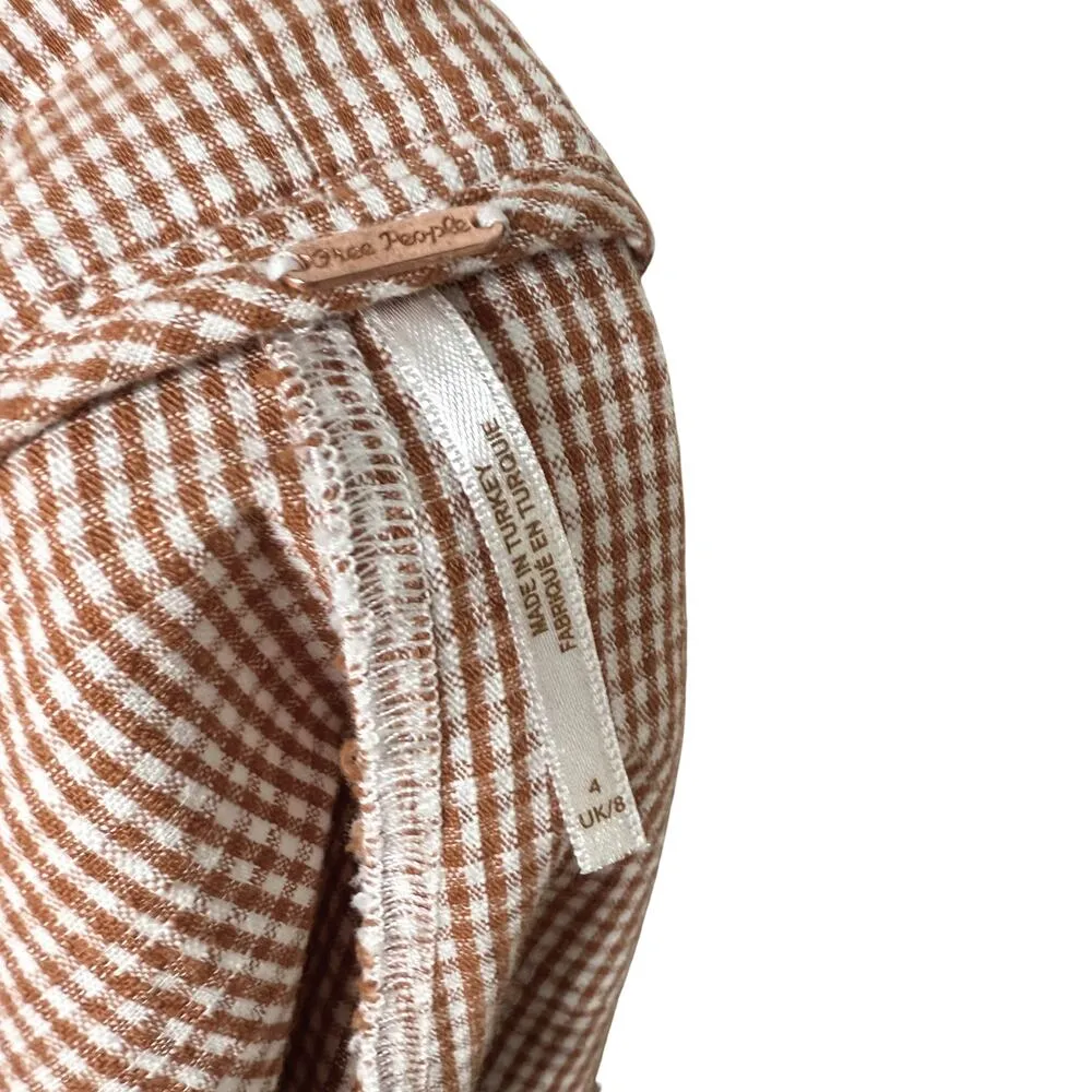 Free People Fitted Waist Straight Hem Plaid Big Dreams Mini Skort Size 4 Orange - Image 4