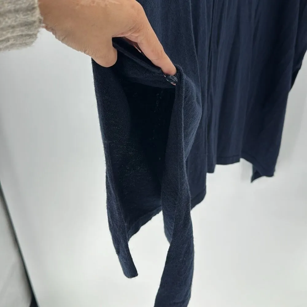 J.jill merino wool poncho navy blue arm holes size OS lightweight coastal - Image 5