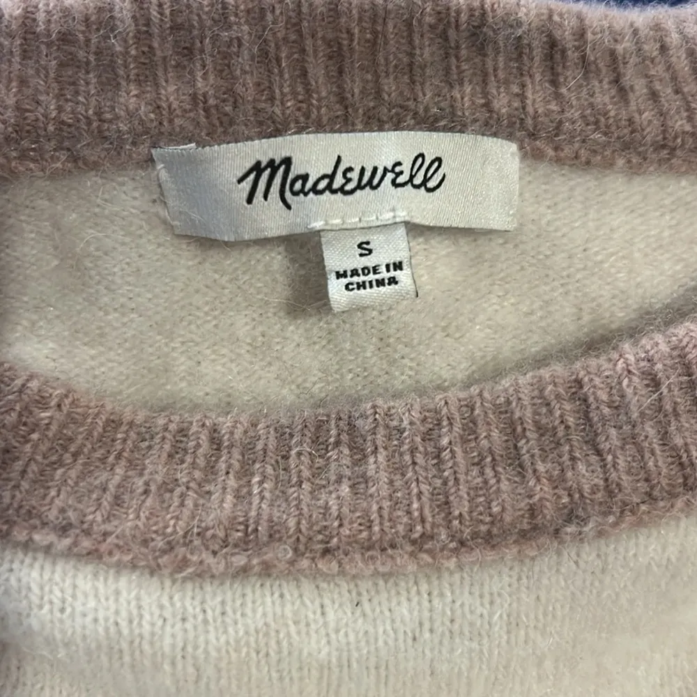 Madewell Allister White & Mauve baseball pullover cozy sweater size small - Image 7