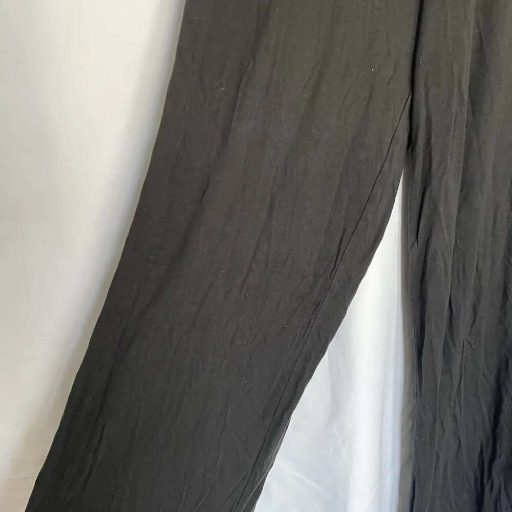 Victoria's Secret Black Wide-Leg Pants With Elastic Waistband & V Logo size XS - Image 4