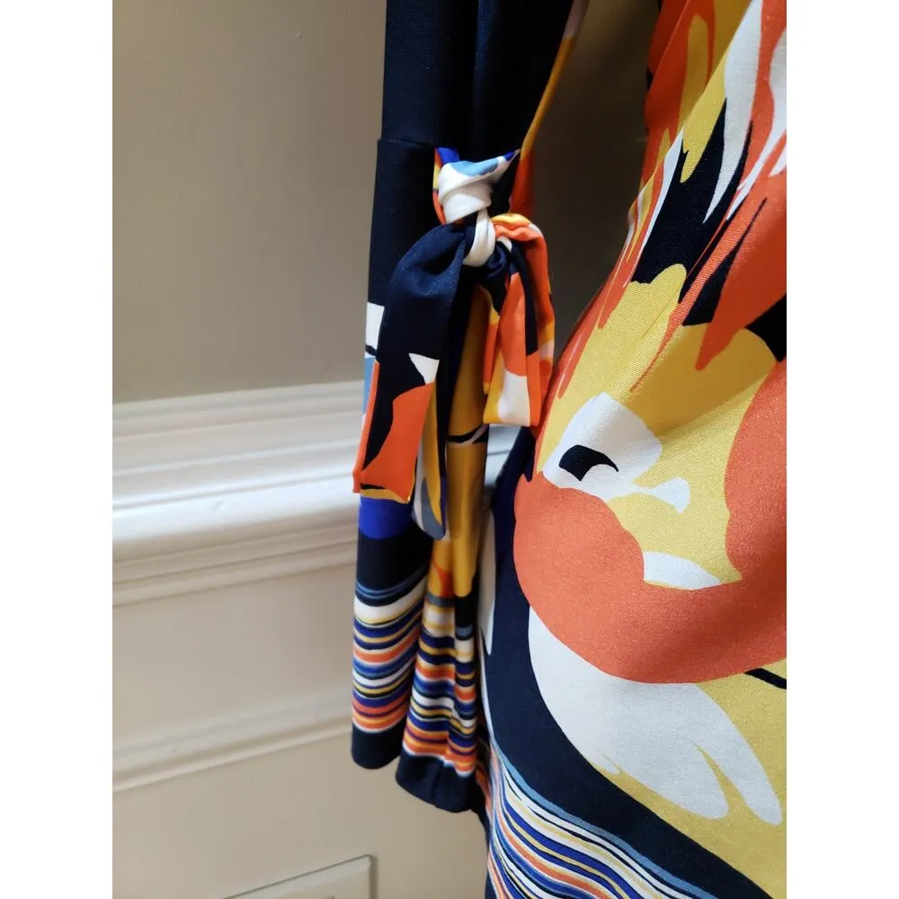 Melissa Paige Blouse Women's Multicolor Size M Long Knot Sleeves Floral Print - Image 5