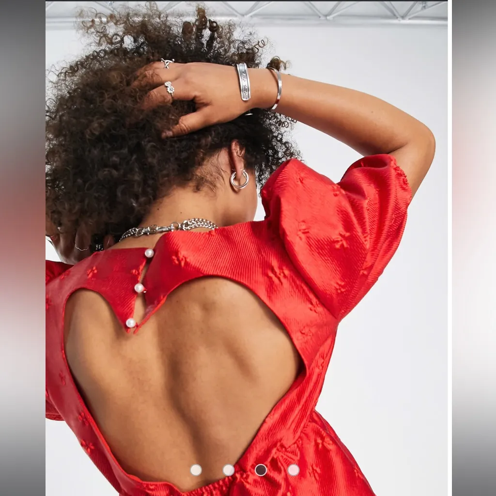 NWT Sister Jane Jacquard Mini Dress With Open Heart Back Sz Medium Red - Image 2