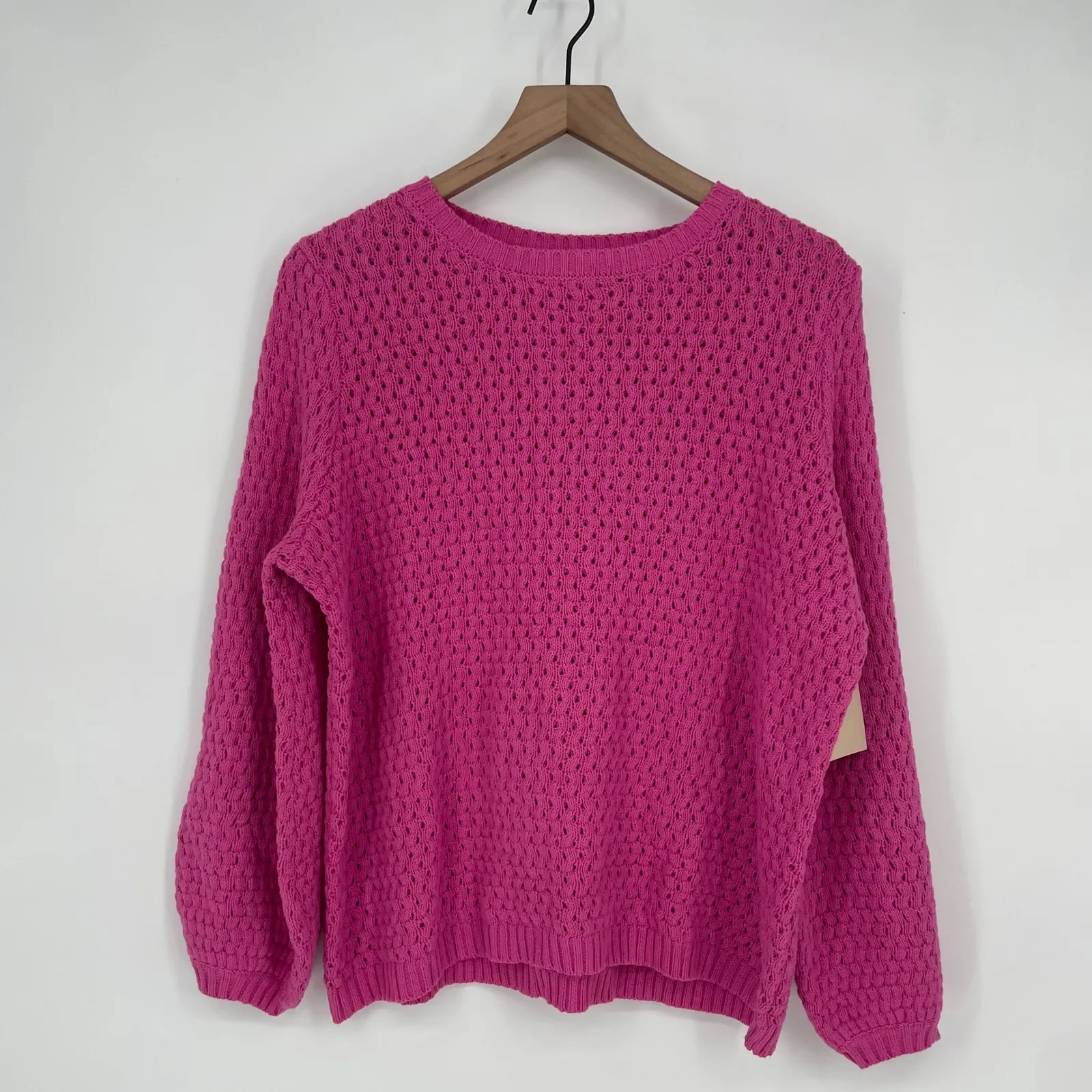 14th & Union Pink Cable Knit Crew Neck Long Sleeve Sweater Top Size L - Image 2