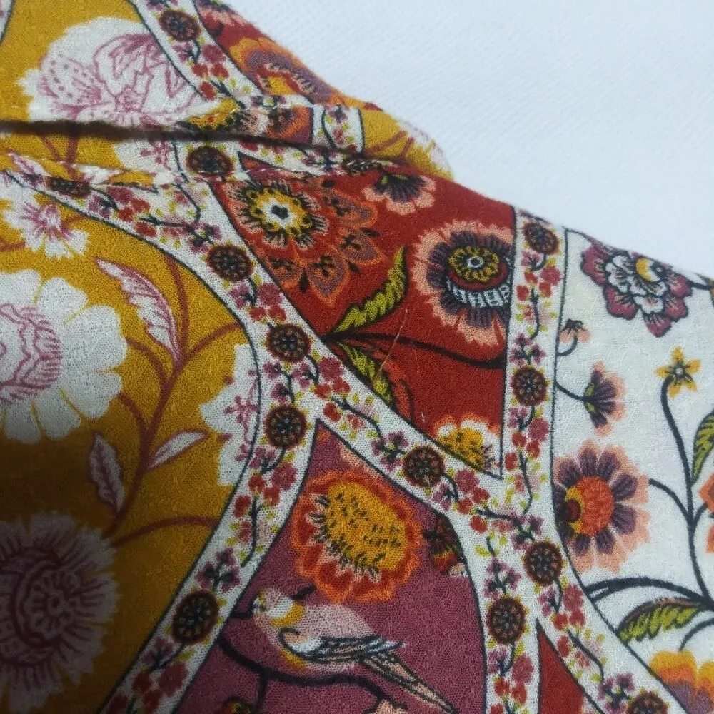 Jane and Delancey Retro Floral Paisley Oversized Button Up Top Boho Sz XL - Image 9