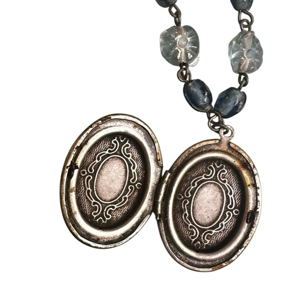 Worthington Blue Beaded Locket Necklace with Ornate Pendant - Image 5