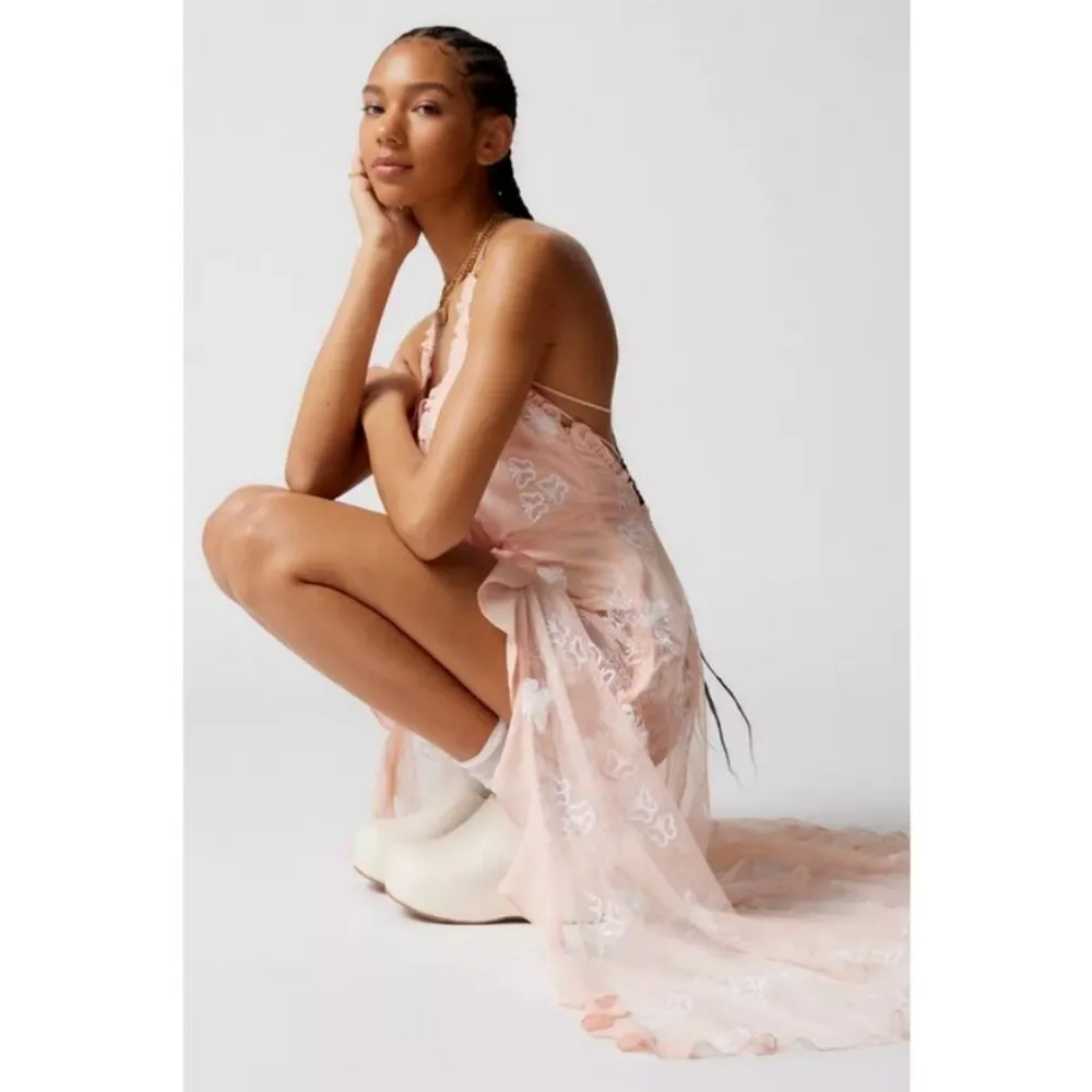 💕FOR LOVE & LEMONS💕 Beckett Butterfly Maxi Dress  ~ Pink XS NWT Y2K Fairy - Image 5