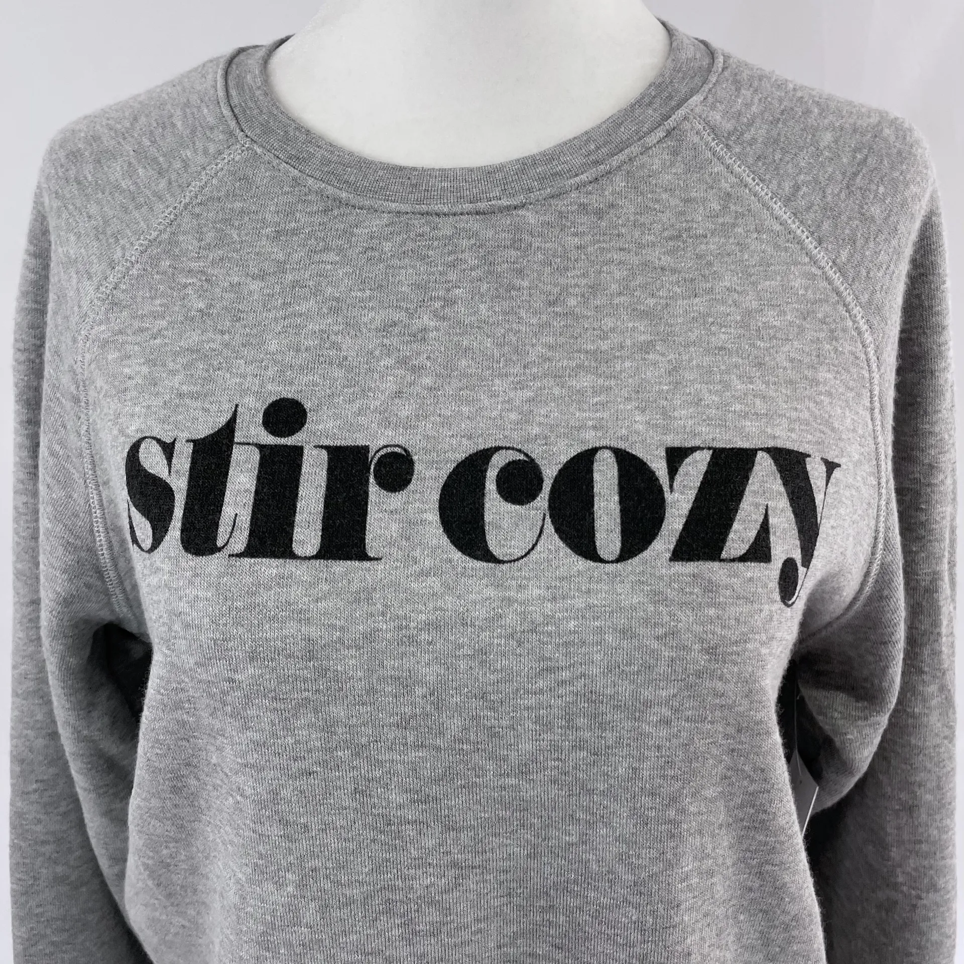 New  Stir Cozy Graphic Sweatshirt Raglan Long Sleeve Crewneck Pullover Grey - Image 4