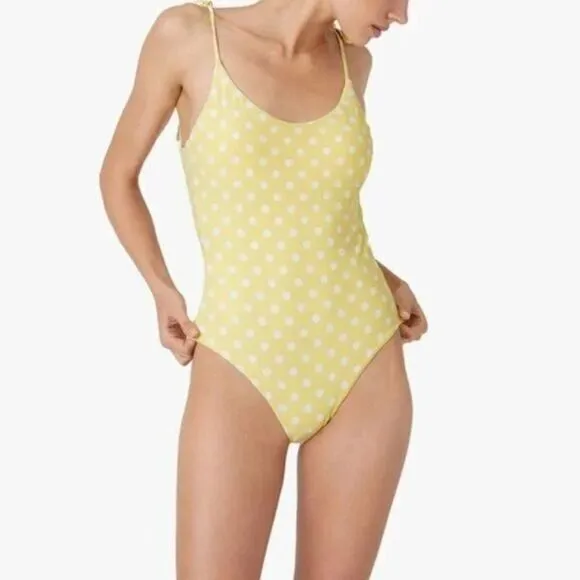 NEW‎ Onia Polka Dot Sunshine Yellow Ginny One Piece Swimsuit, size L - Image 4