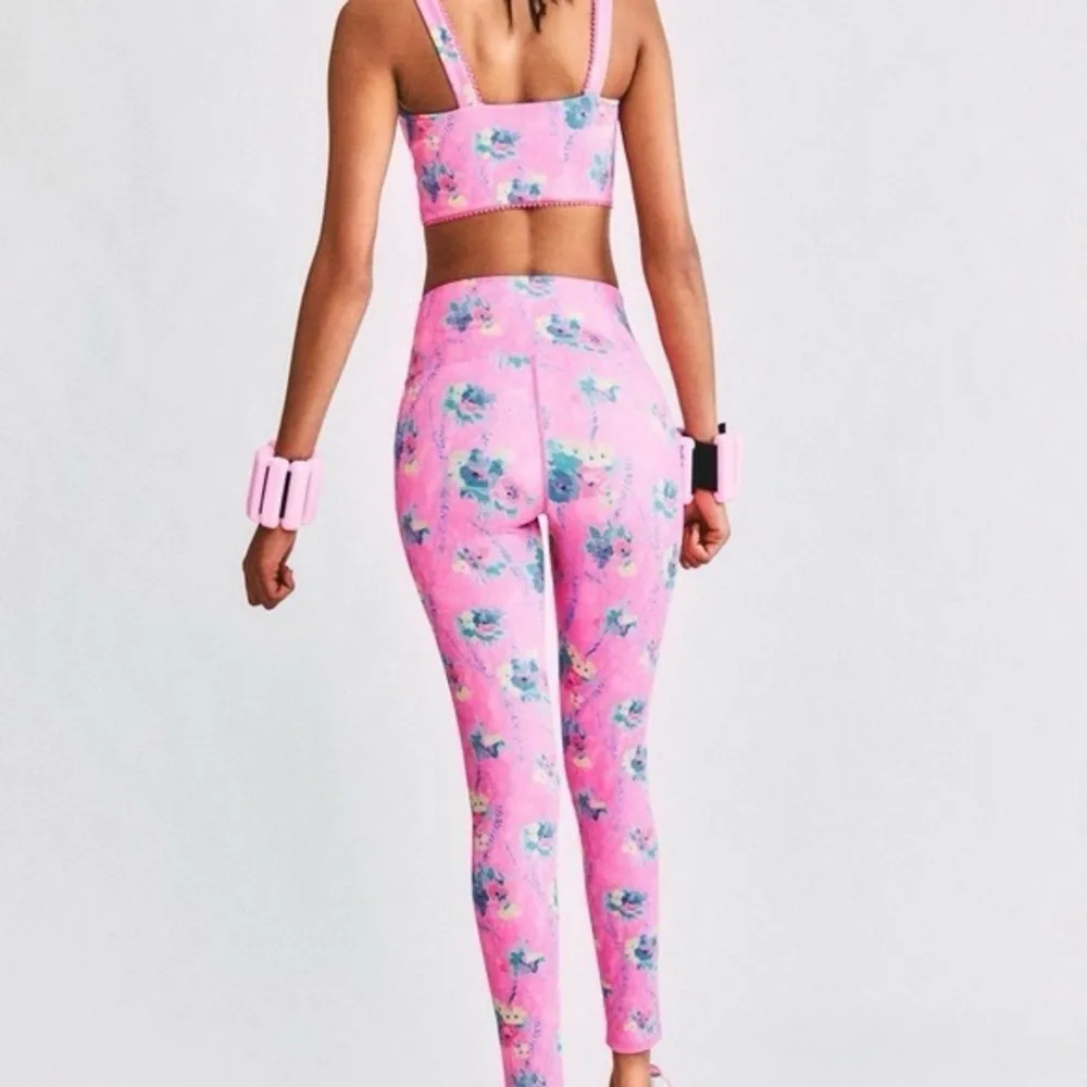 LoveShackFancy X Beach Riot Pink Floral Leggings M - Image 3