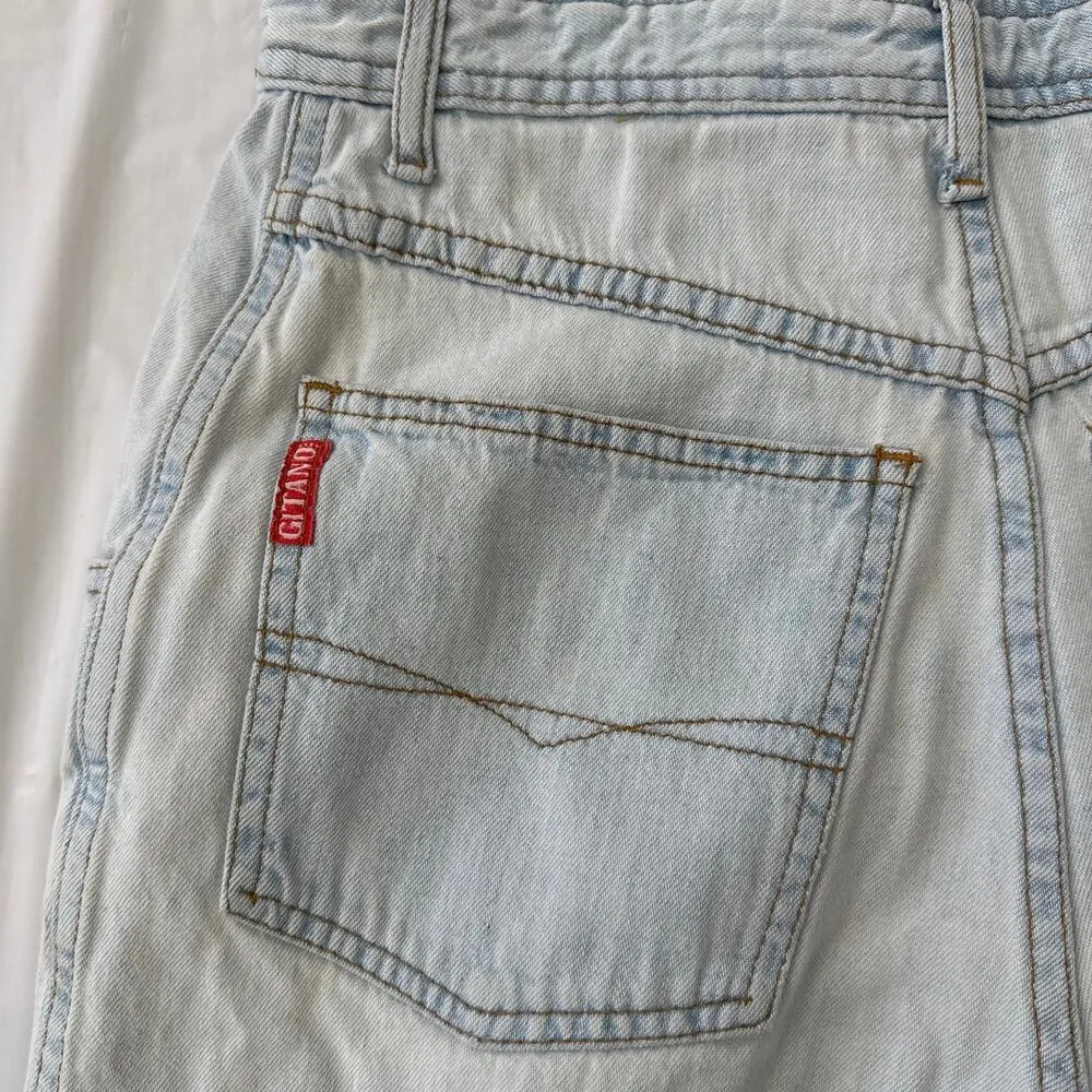 vintage 80s Gitano Pleated Front, scoop pockets Overalls Shorts Jean size small Blue - Image 11
