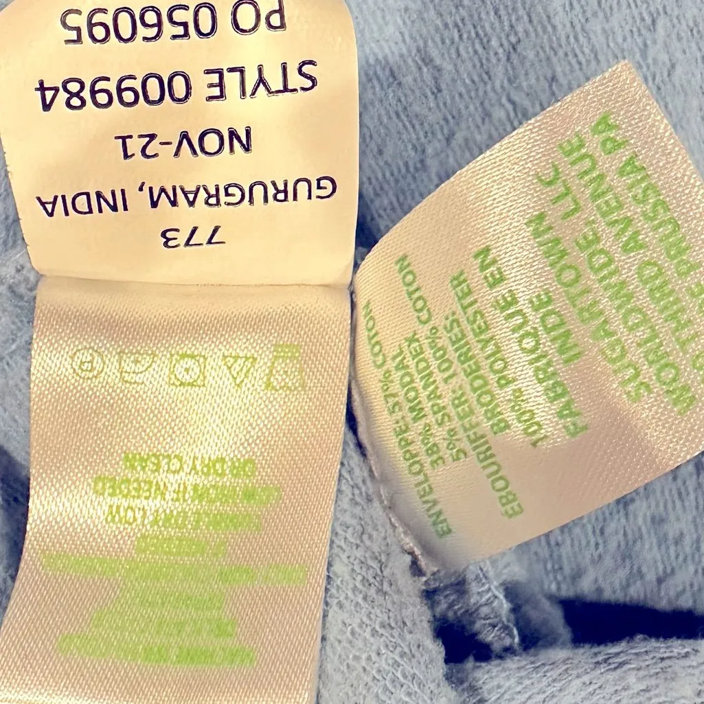 LILLY PULITZER SUZY SCALLOPED BLUE PINK RUFFLE TRIM CREW NECK SWEATSHIRT Size S - Image 9