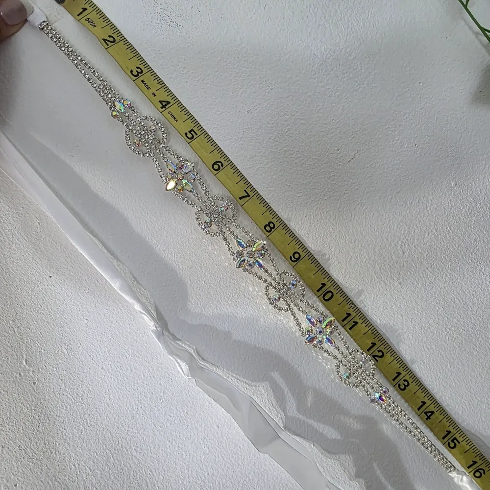 AB Rhinestone Bridal Sash Belt - Image 6