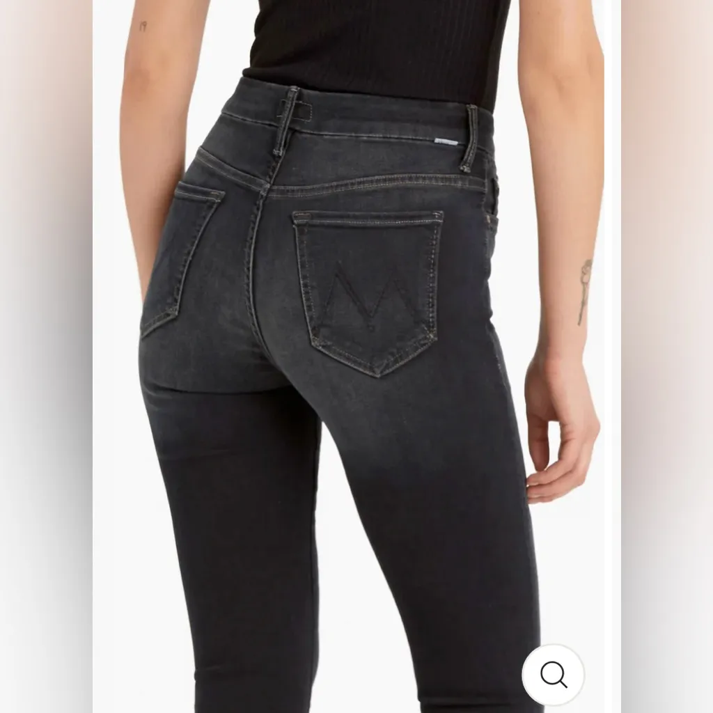 Mother Denim High Waisted Looker Skinny Jeans in the wash "Coffee, Tea or Me?" Black Size 25 - Image 3