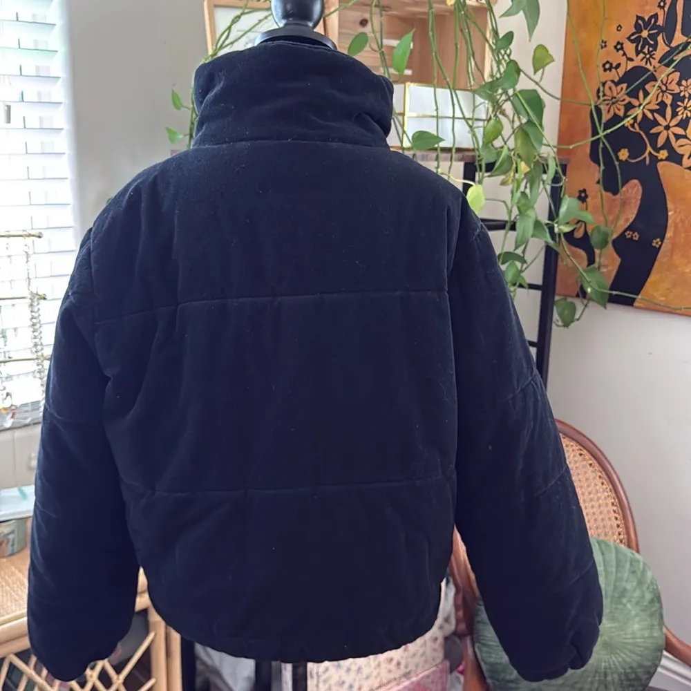 Princess Polly Black Corduroy Zip Up Puffer Jacket - Image 2