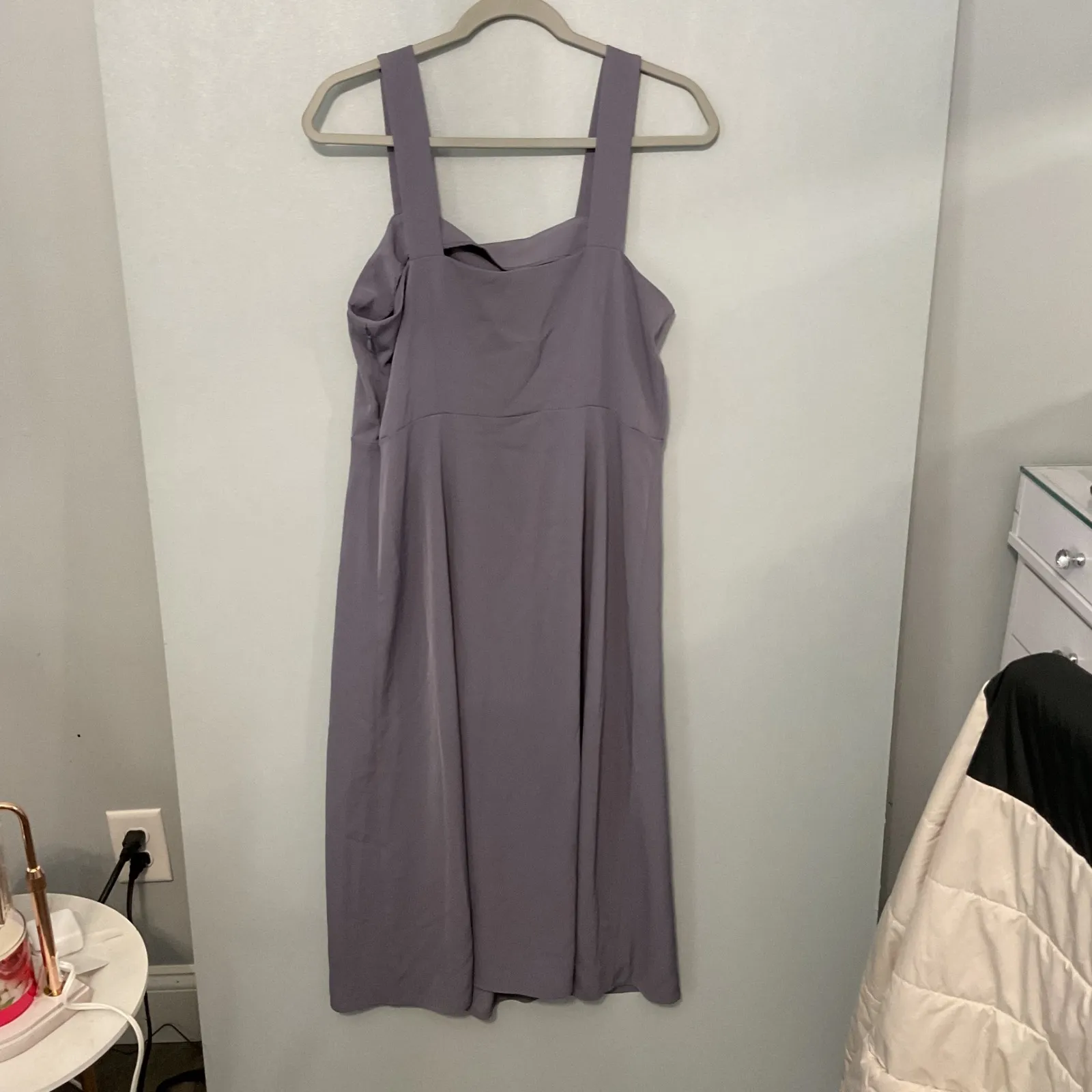 LOFT Outlet Purple Midi Dress Square Neck Sleeveless Size 10 - Image 3