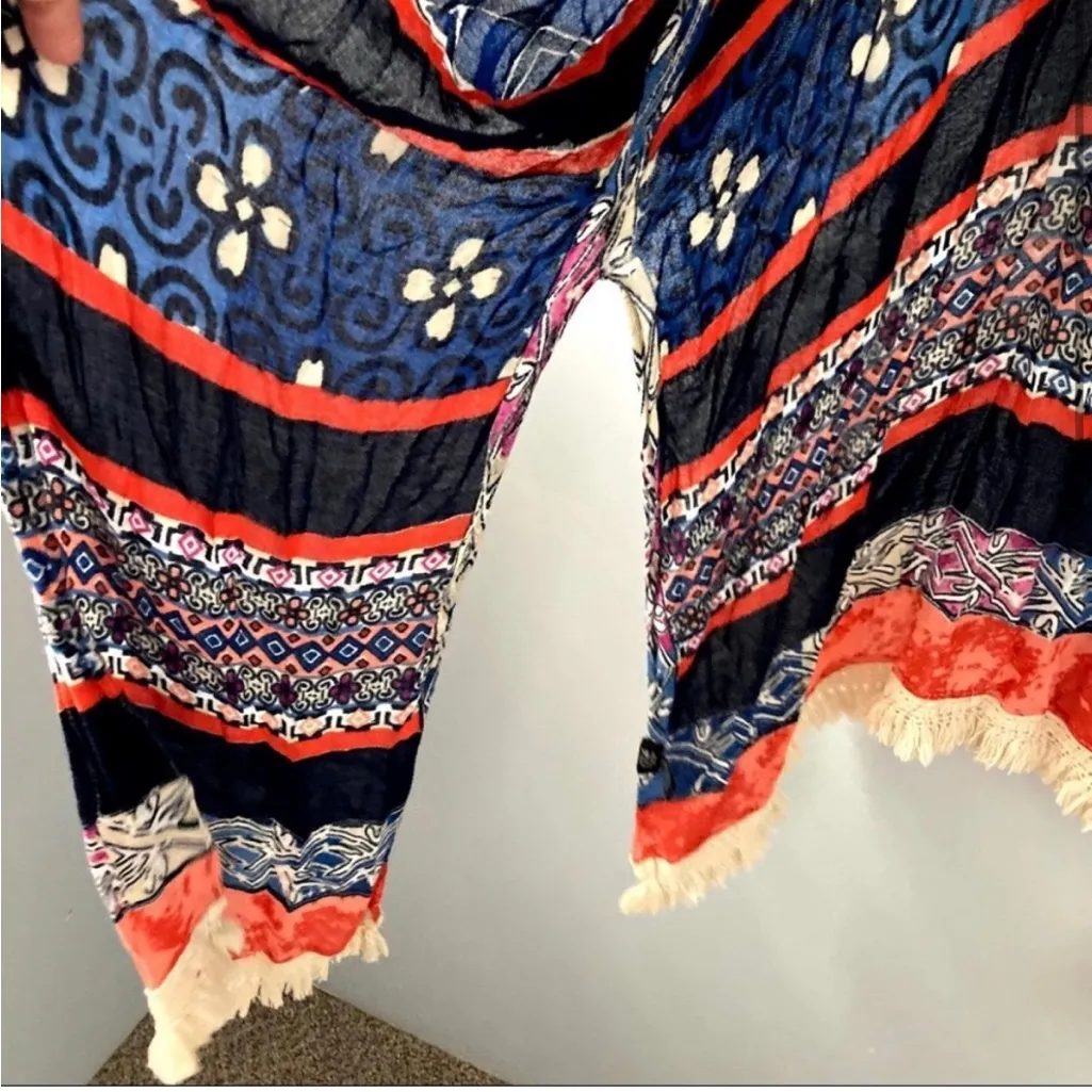 Colorful Festival Kimono Style Cardigan Top Red Size L - Image 5