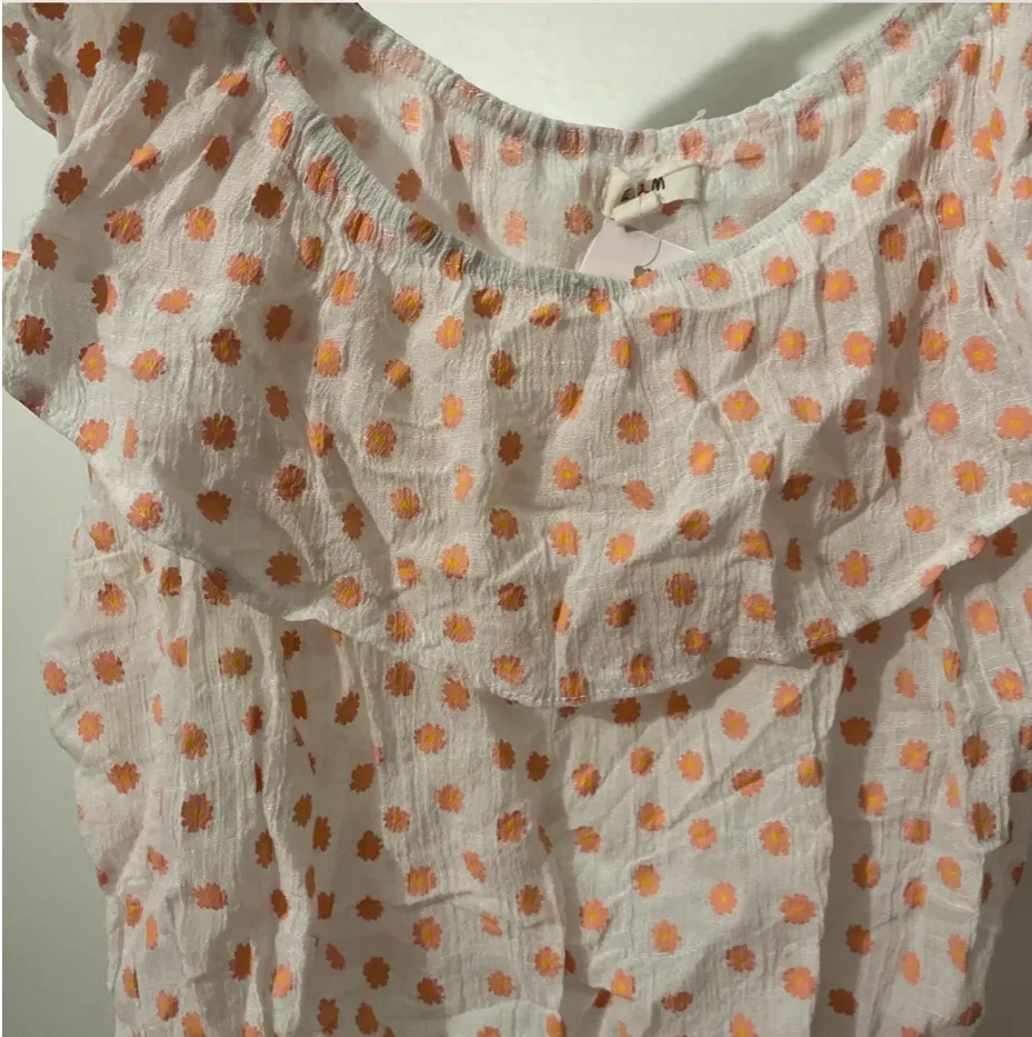 Ruffled White and Pink Floral Polka Dot Women's Top - Image 3