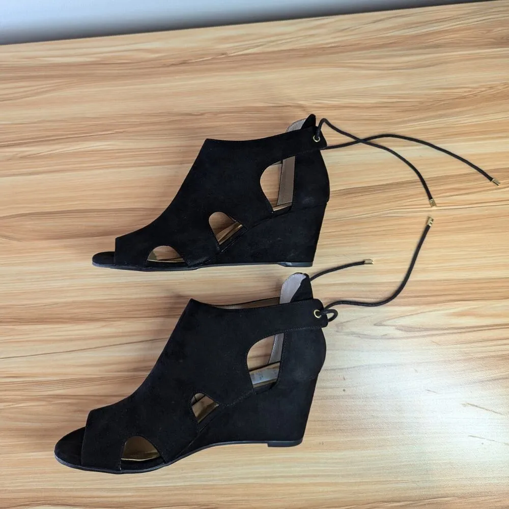 Thalia Sodi Women's Black Adraf Wedges with box Size 8.5 Open Toe Heels Cut Outs - Image 7