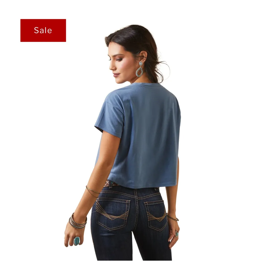 Ariat Ladies Desert Daze Copen Blue Western T-Shirt Jersey cotton cactus graphic - Image 2