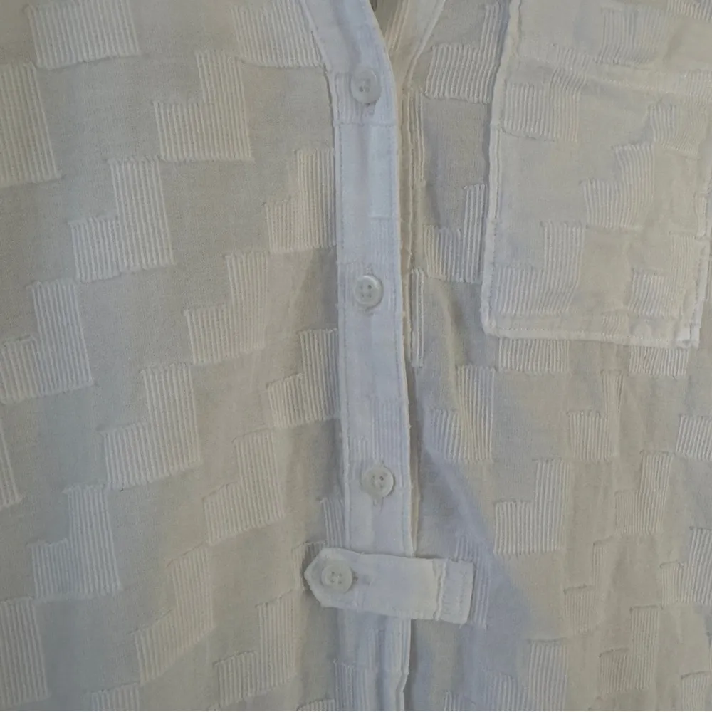 Anthropologie Maeve Roberta Textured Henley Tunic Top White Button-Up Shirt long - Image 6