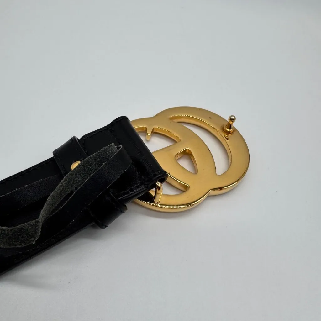 Gucci Authentic GG Marmont Wide Leather Black Belt 85 Preowned - Image 13