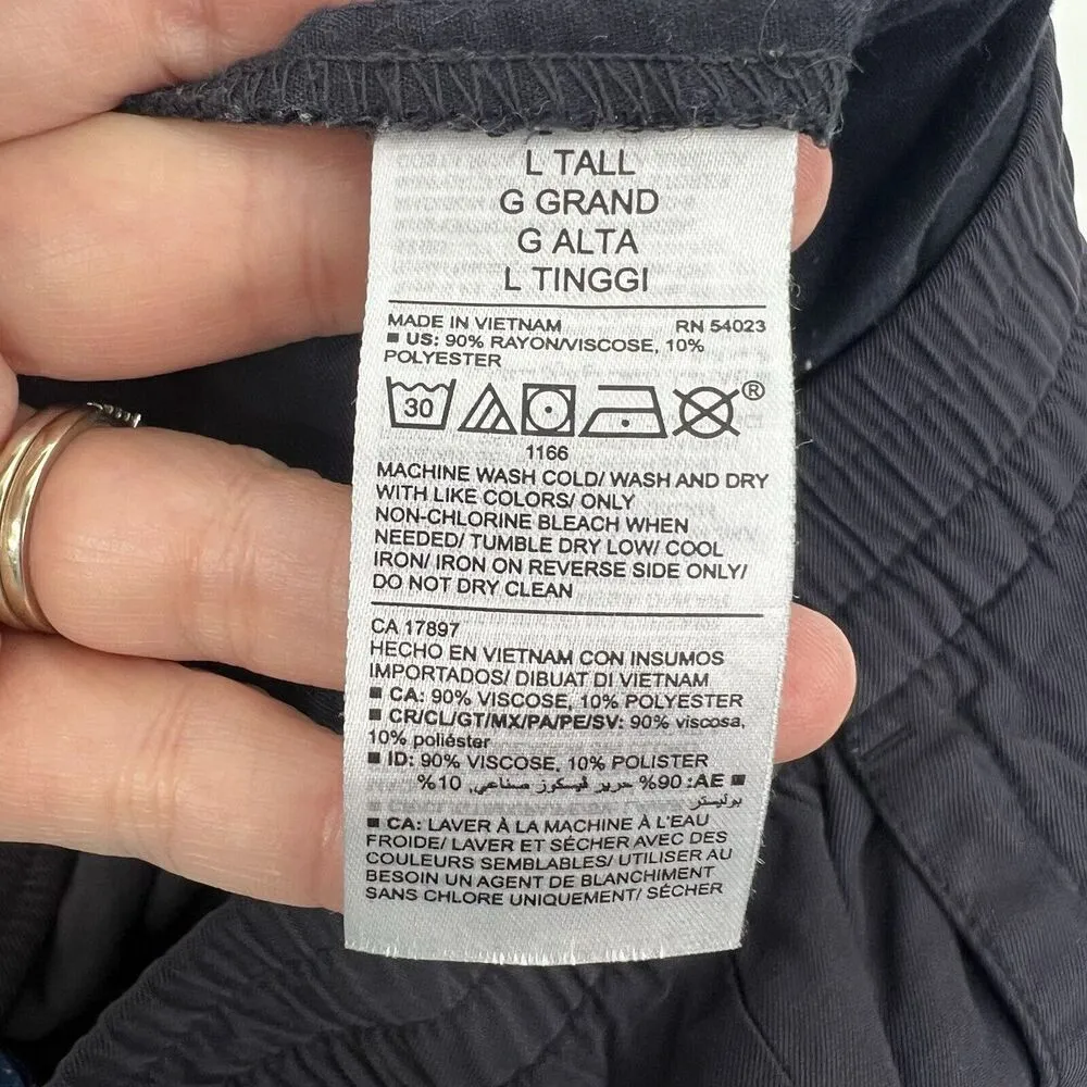 Old Navy Size L Tall High Waisted Twill Jogger Pants Pull On Moire Navy Blue - Image 9