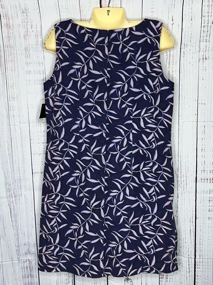 Valerie Stevens Sport NWT Sz 14 Purple Floral Print Silk/Linen Blend Shift Dress - Image 2