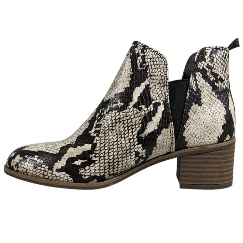 Dr Scholls Womens Snake Print Ankle Boots Block Heel Chelsea‎ Side Zip Size 6.5M Black - Image 11