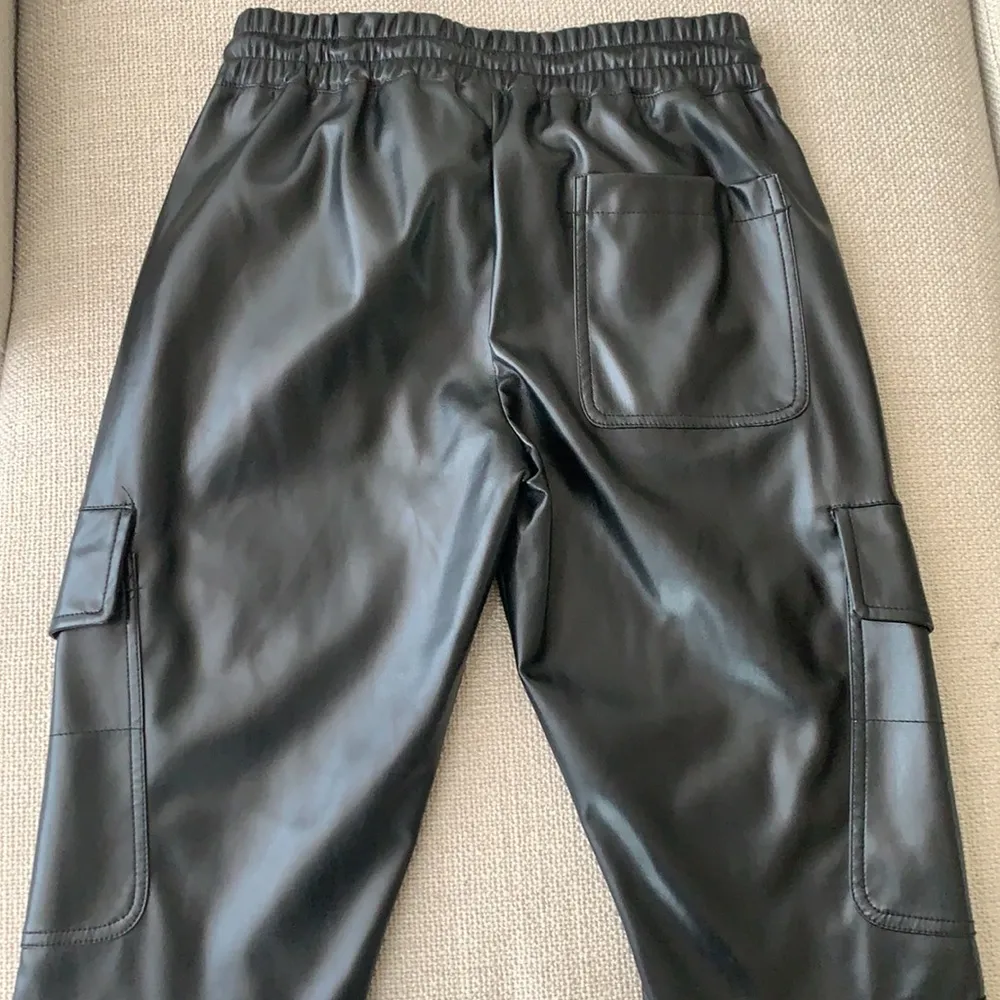 Zara Black leather joggers - Image 5