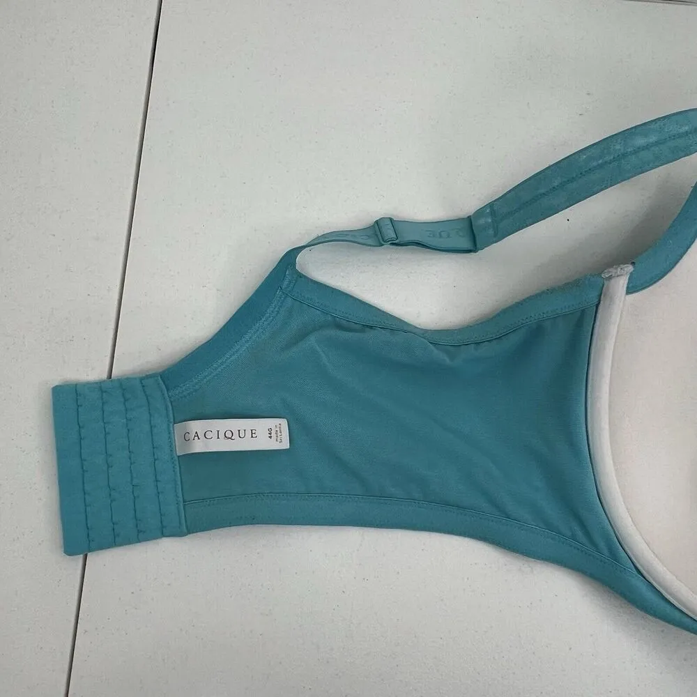 Cacique 44G Bra Boost Plunge Lined Padded Teal Lace Blend Underwired Women’s - Image 13
