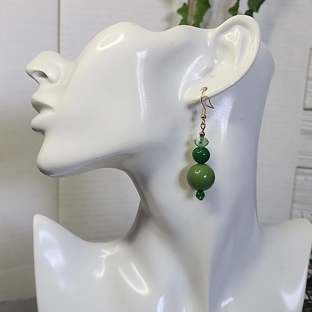 Handcrafted Green Double Strand Butterfly Necklace Bracelet Earrings Set - Image 14