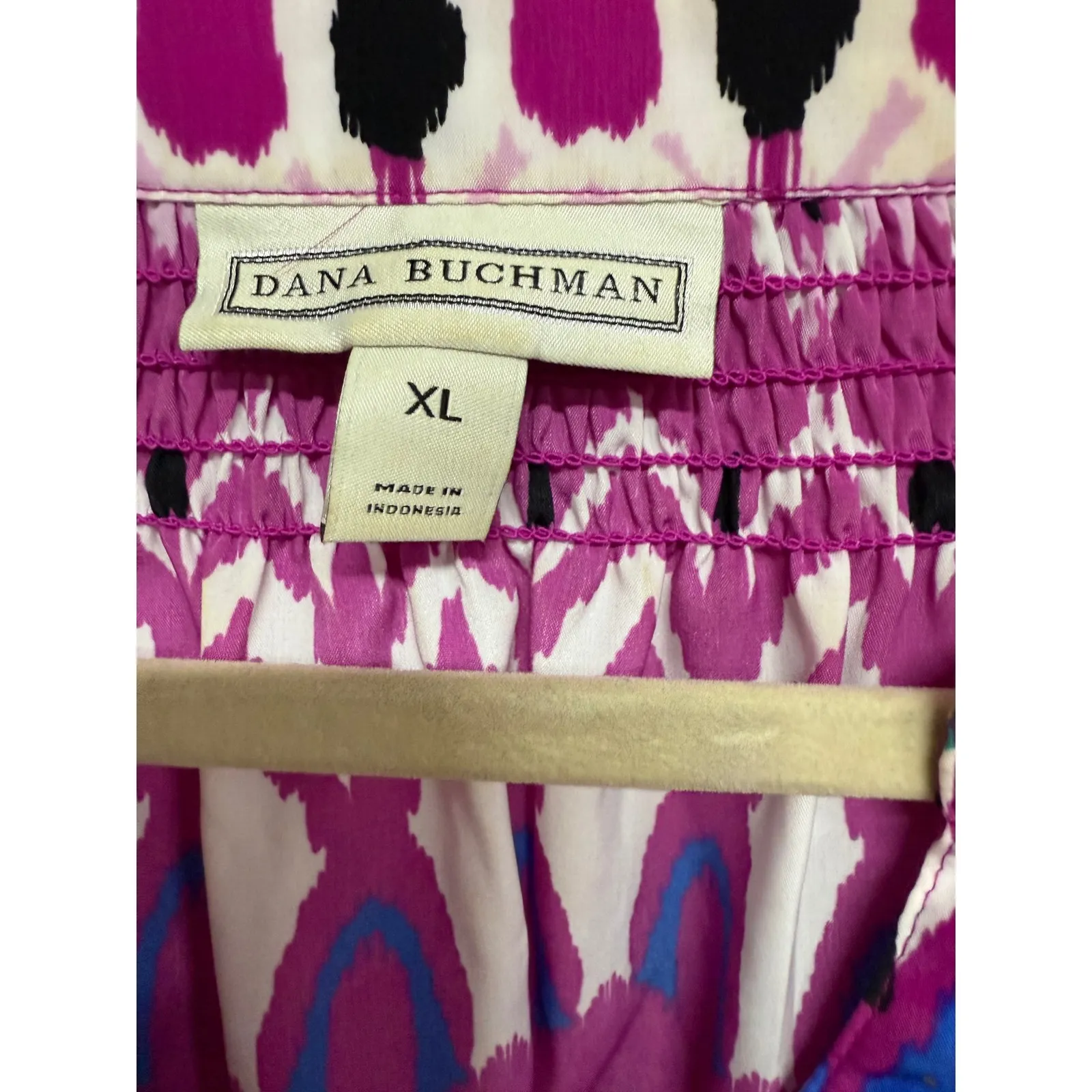 Dana Buchman Purple Geometric Short Sleeve Blouse Size XL Button Down - Image 5