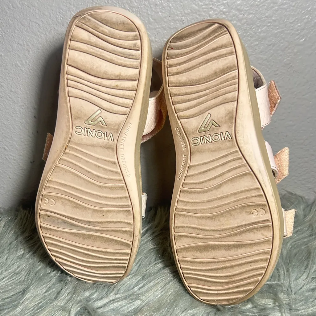 Vionic Roma Wedge Pink Faux Leather Sandal Size 6 - Image 6