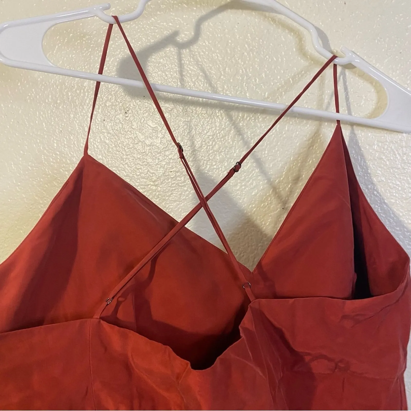 Madewell Layton Midi Slip Dress 100% Silk in Rust Red Color Size 14 - Image 10