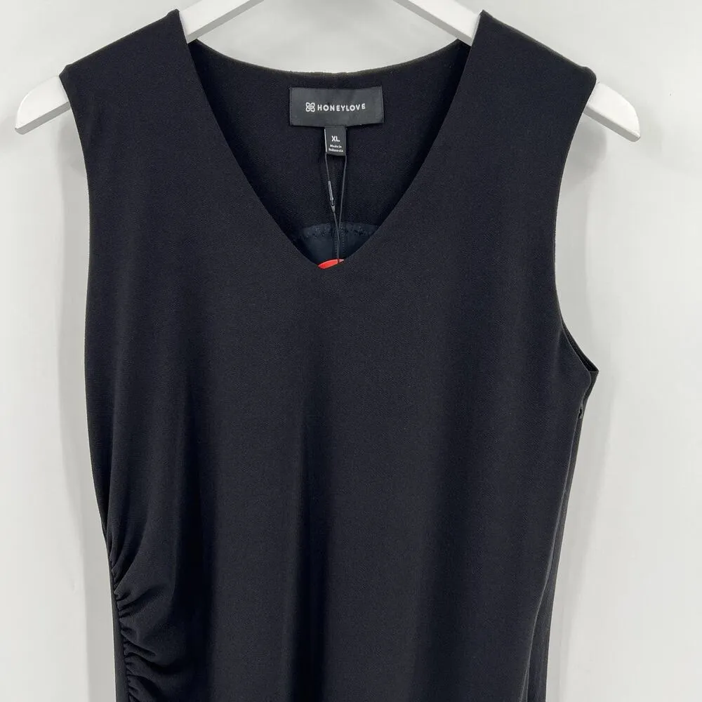 HoneyLove InnerPower Sleeveless Midi Shapewear Ruched Dress‎ Black Size XL NWT - Image 4