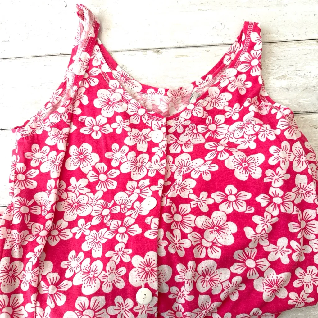 Women’s L/G South Beach Tank Sundress Pink White Floral Dress Size Large - Image 3