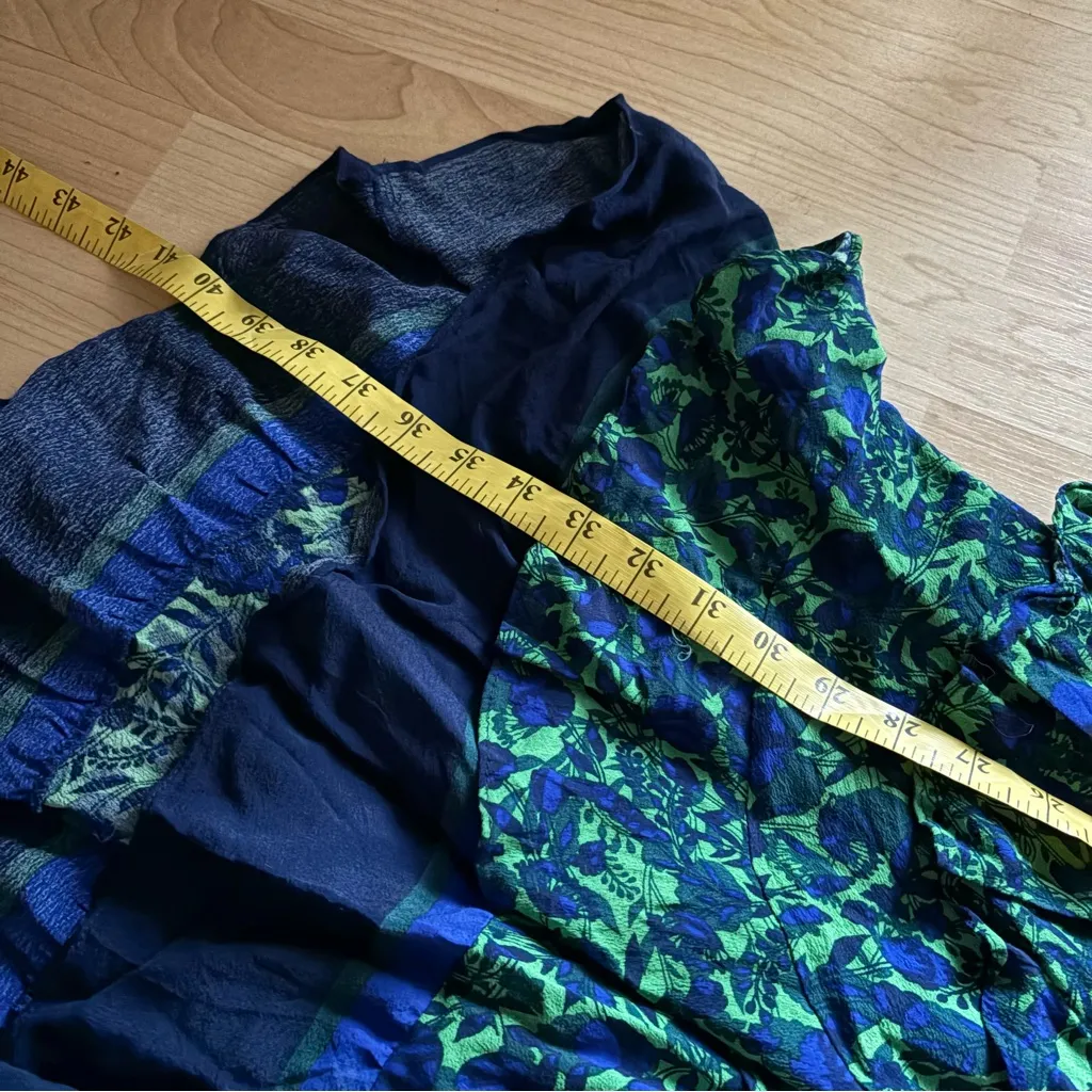 MAEVE ANTHROPOLOGIE‎ Prunella Floral Ruched Wrap Dress Blue Green Size 0 - Image 11