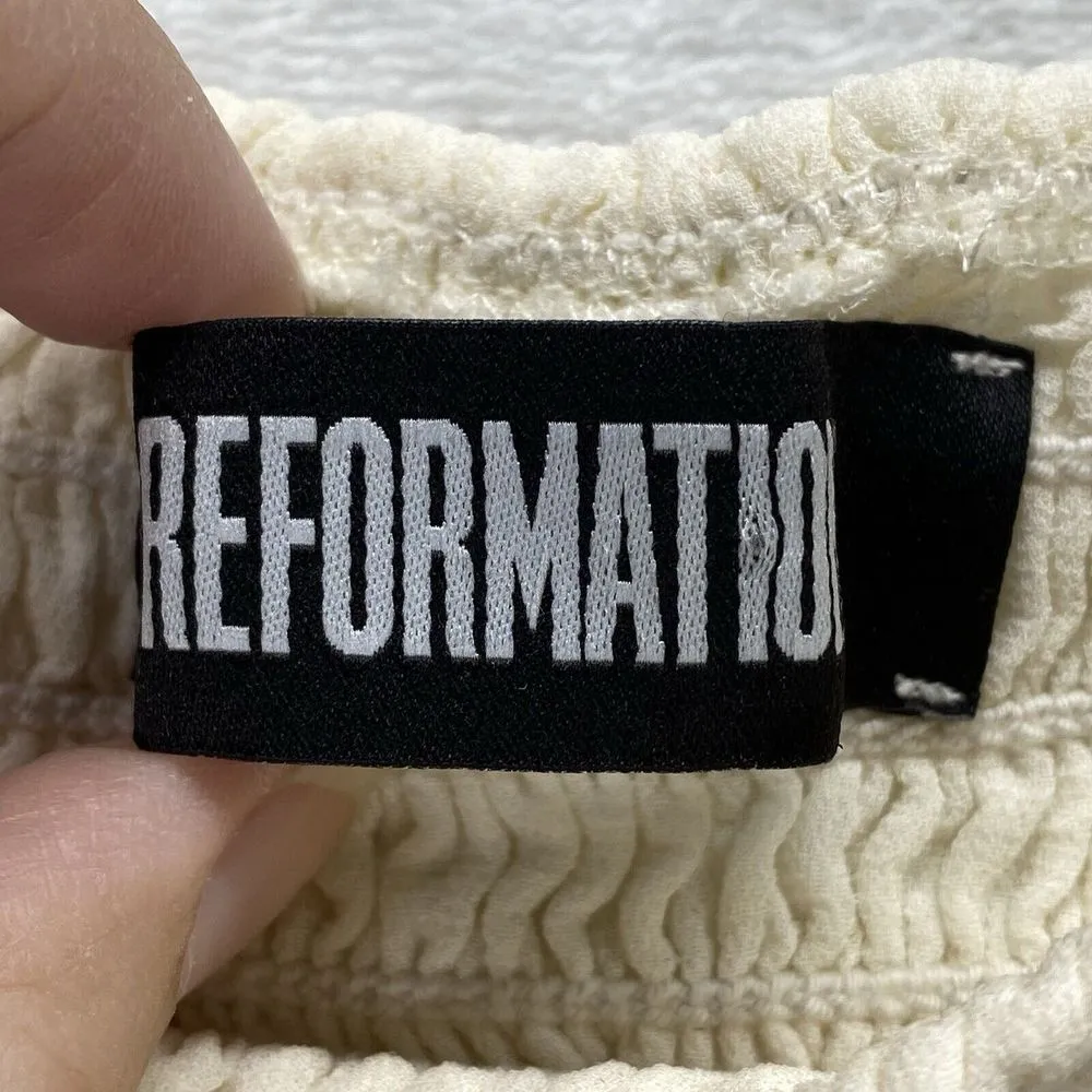 Reformation long‎ sleeve Smocked crop top Womens Small Y2K boho - flaw - Image 4