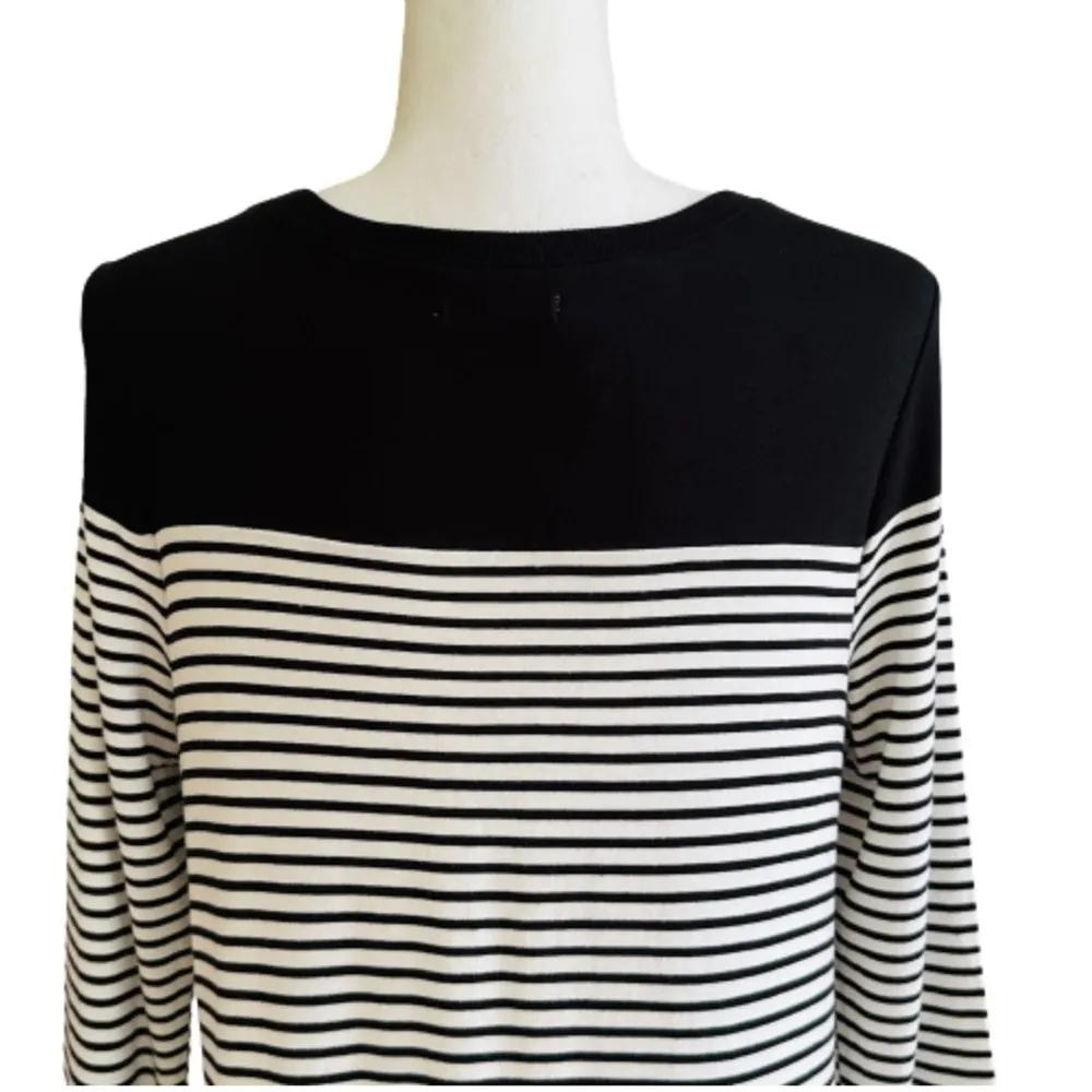Maurices Dress Black White Striped Long Sleeves Soft Summer Casual A-Line Medium - Image 6