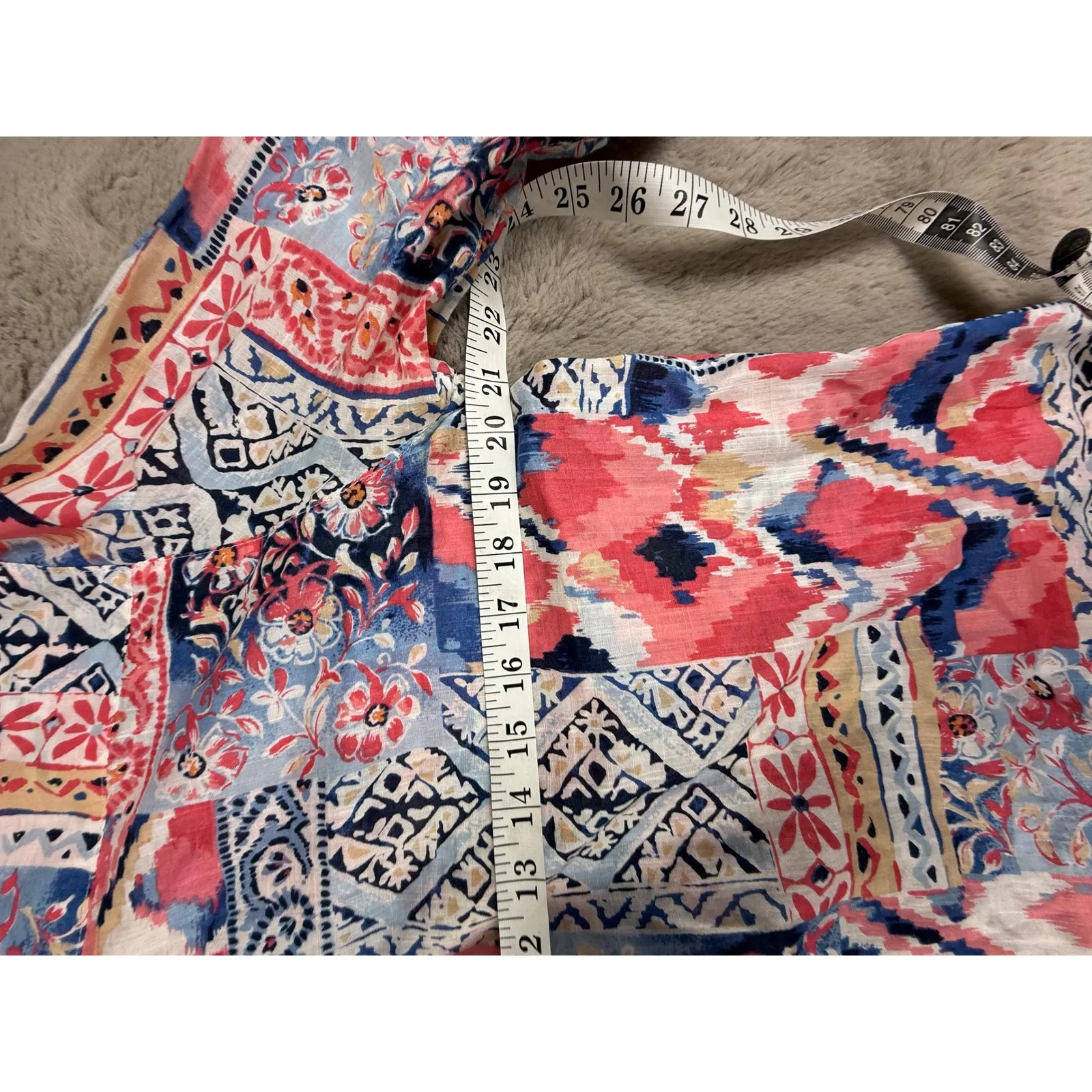 Alfred Dunner Womens Top Size 14 Button Front 3/4 Sleeve Colorful Print - Image 2