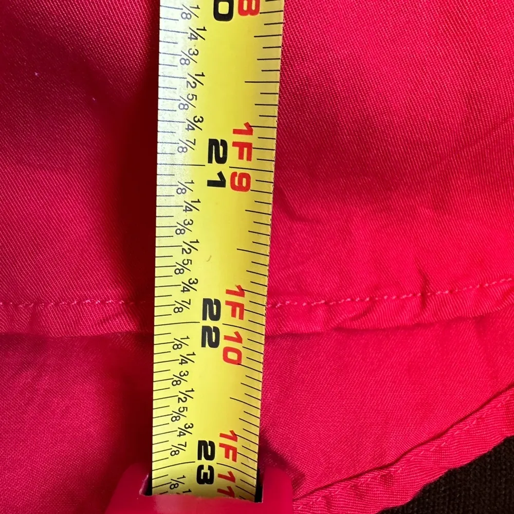 Calvin Klein Jeans Red Button Down Collar Blouse Metal Buttons 1 Pocket Sz M. Size M - Image 14