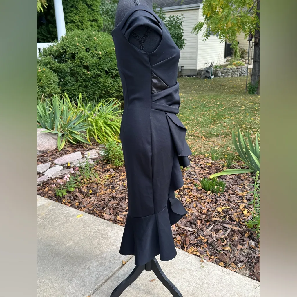 Lipsy Black Asymmetrical Ruffle Skirt off shoulder dress Size 8 - Image 5