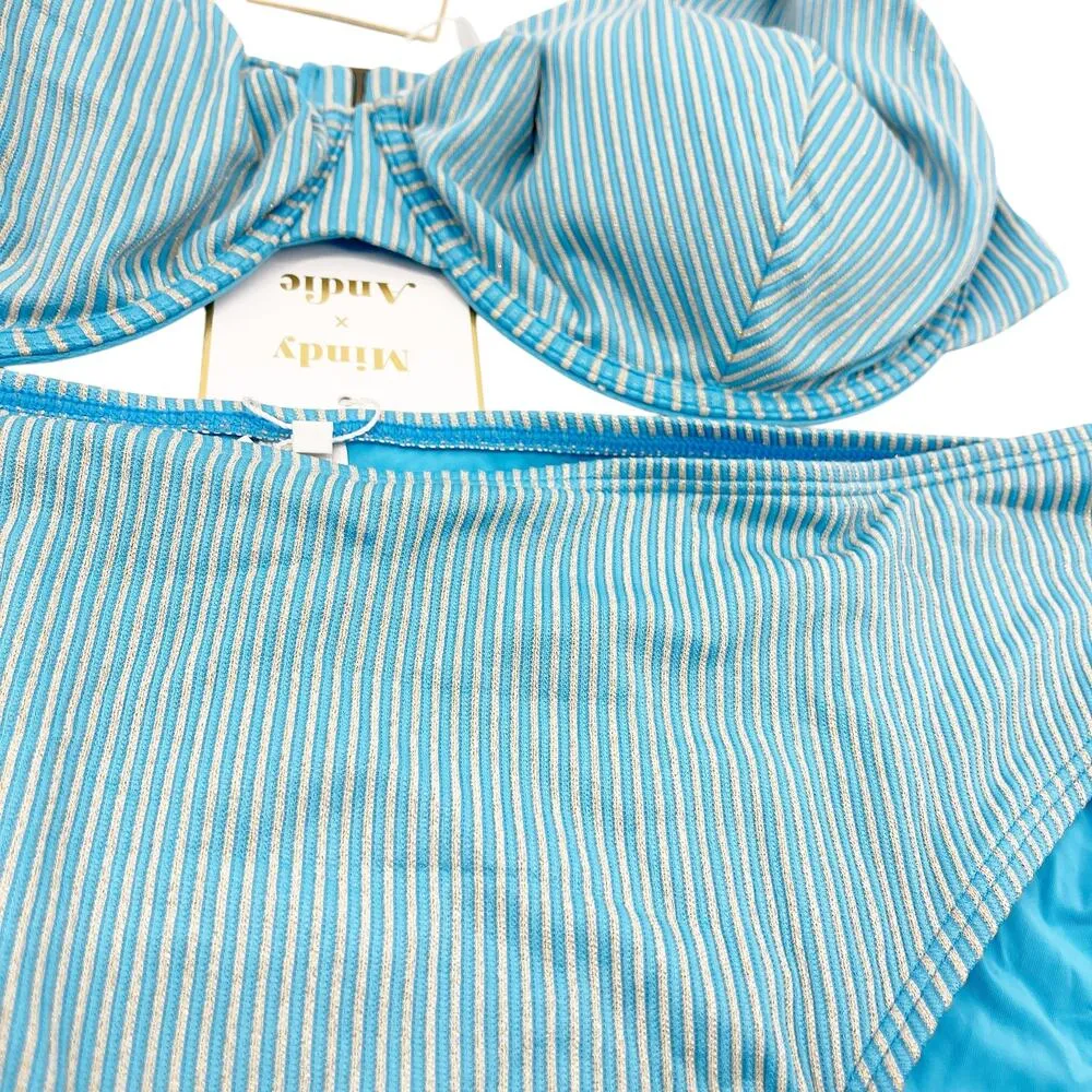 Andie Swim X Mindy Kaling The Bermuda Bikini Striped Splash Blue XXXL NWT - Image 3