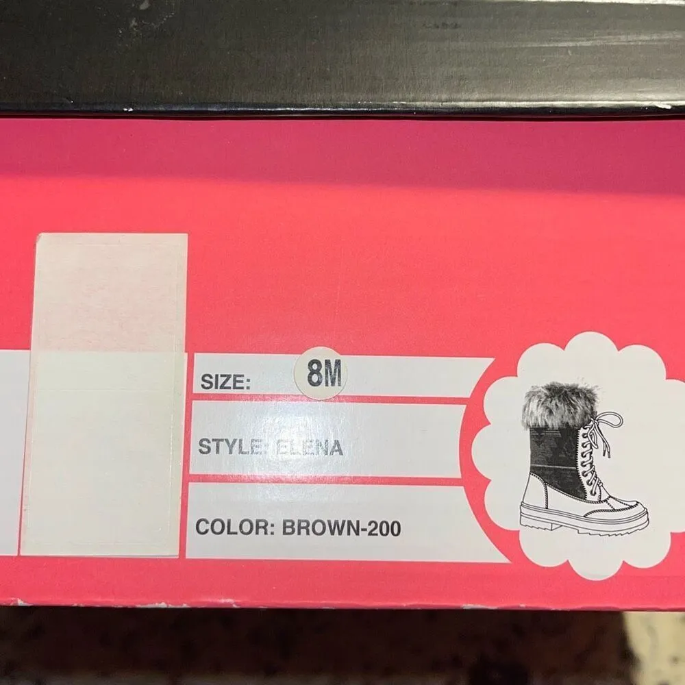 Celebrity Pink Elena Brown Faux‎ Fur Winter Tribal Boots 8M NWB - Image 6