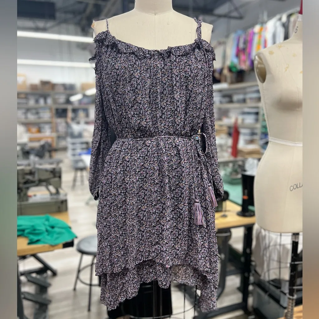 LOVE SHACK FANCY CHARLOTTE OFF-THE-SHOULDER FLORAL PRINT MIDI DRESS L - Image 4