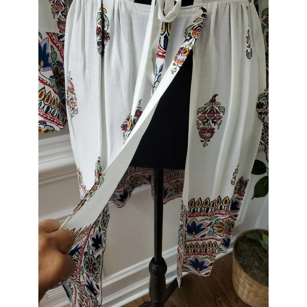 White Floral Womens Polyester V - Image 5