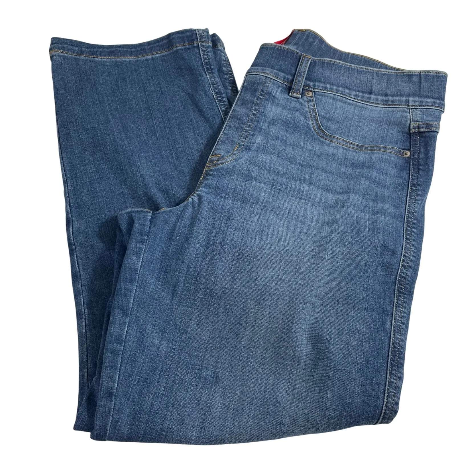 SPANX Petite Denim Jeans Ankle Straight Leg Medium Blue XLP Pull On - Image 7